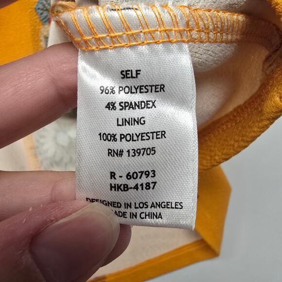 Women's Emerald Sundae Mustard Yellow Floral V-Neck Mini Dress | Size Small - Picture 8 of 9